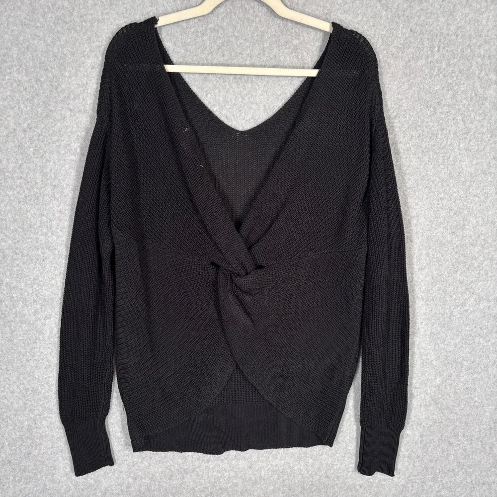 Cotton Emporium Open Knit Twist Back Sweater Medium Sheer Crochet Beach Feminine